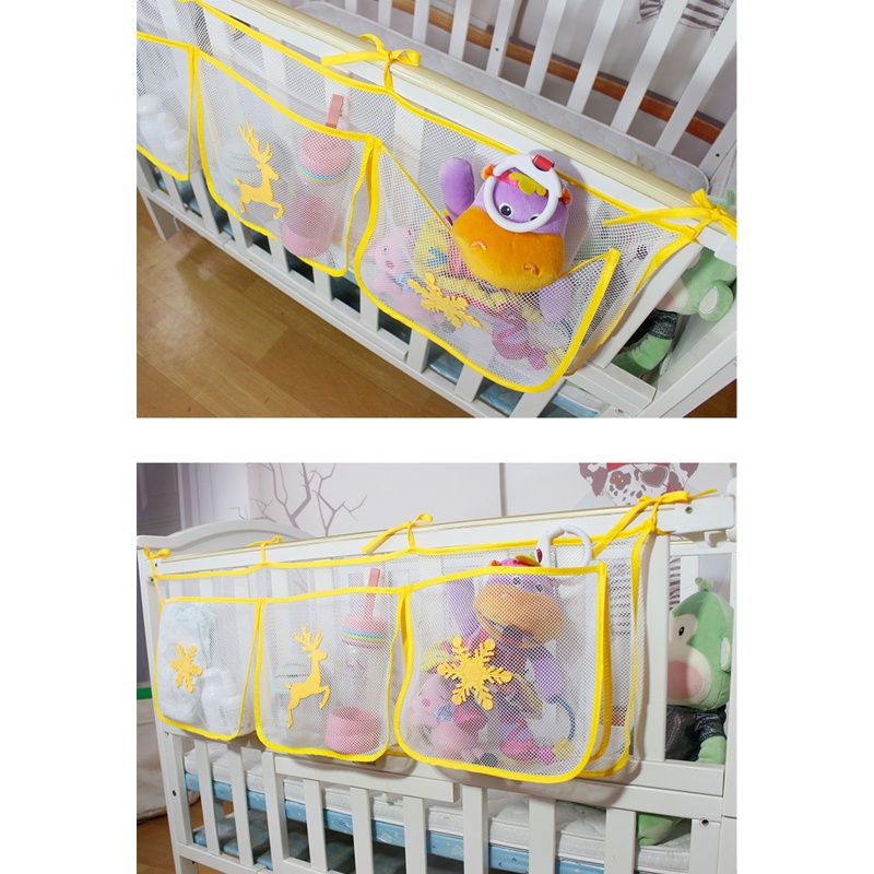 Túi Đựng Tã Lót / Đồ Chơi 3 Ngăn Treo Cạnh Giường Đa Năng Thoáng Khí Sắp Xếp Gọn Gàng Cho Bé Sơ Sinh