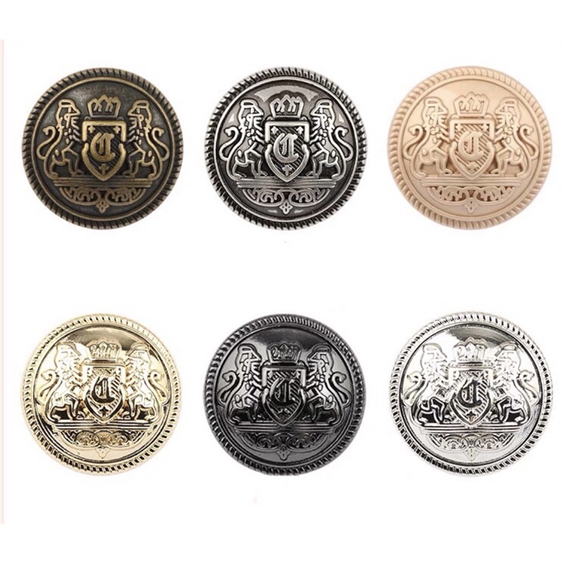 10 cái / lô 15/20 / 25mm Châu Âu Nút may Retro cho áo sơ mi Vàng bạc thời trang Nút áo khoác thời trang Nút kim loại đen cho quần áo