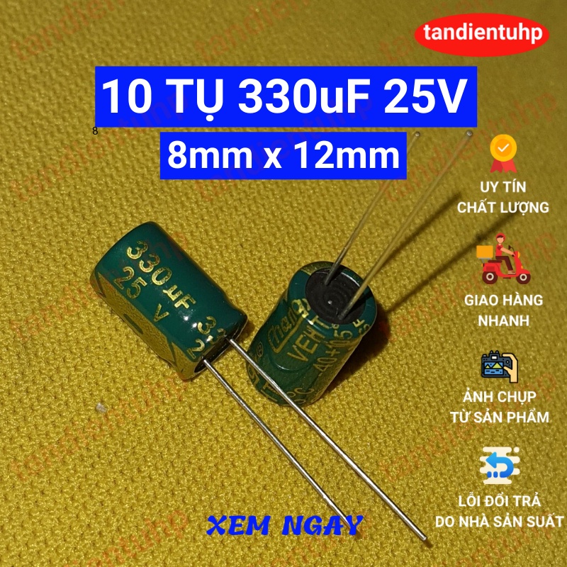 Tụ hóa - Tụ phân cực các trị số : 100uF, 220uF, 330uF, 470uF, 1000uF, 2200uF, 3300uF, 4700uF điện áp 25V hàng mới.