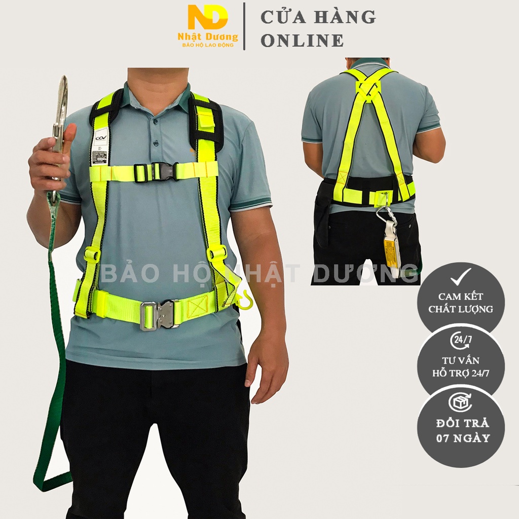 Dây an toàn bán thân COV móc nhôm có giảm xóc, Dây bảo hộ lao động COV chính hãng chứng nhận chất lượng Hàn Quốc
