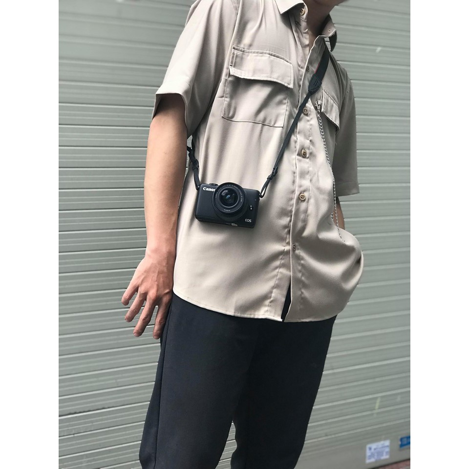 Áo sơ mi đen tay ngắn có chain Fox unisex | BigBuy360 - bigbuy360.vn