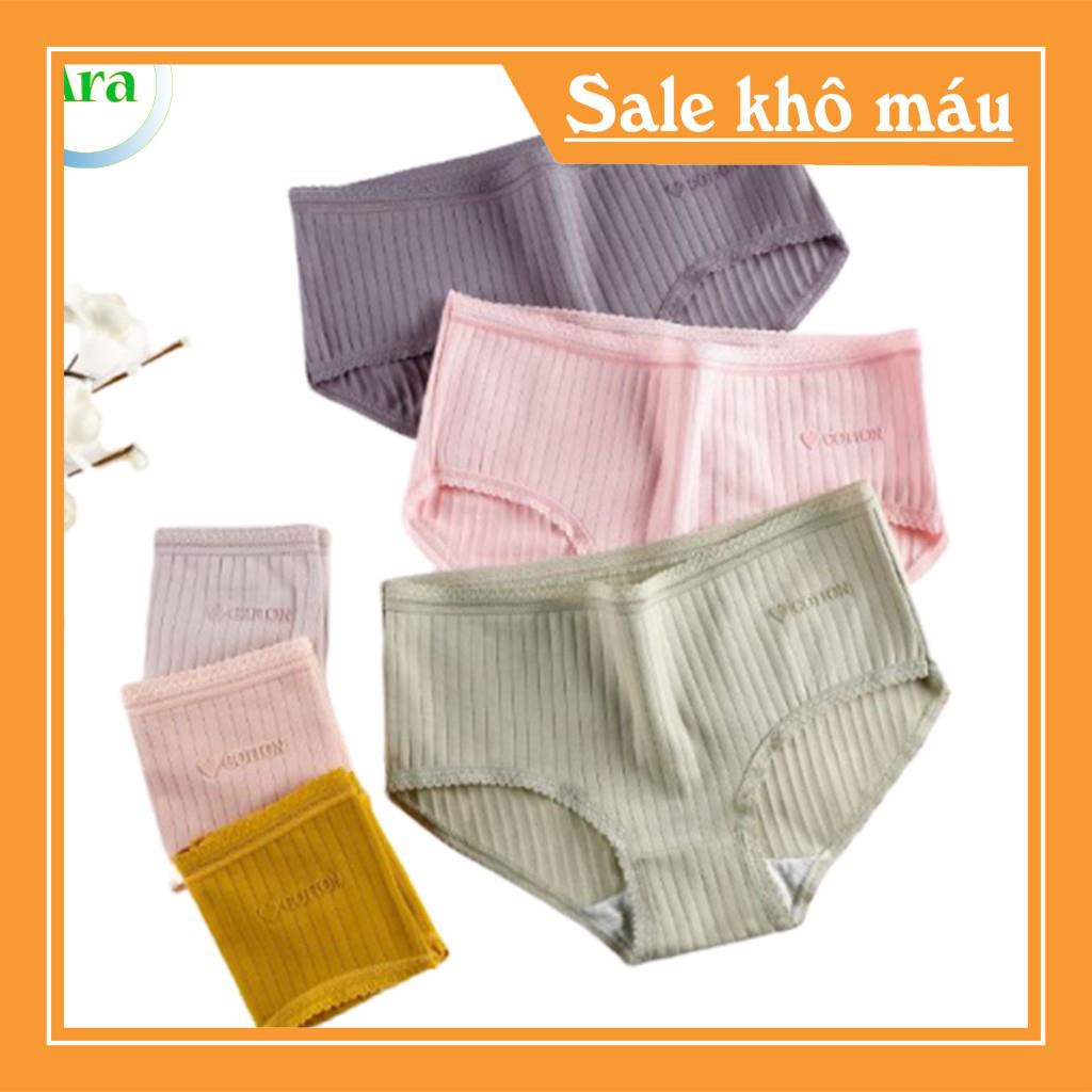 Quần Lót Nữ Cotton Gân Viền Phong Cách Nhật Bản Thấm Hút Mồ Hôi FREESHIP (Đủ màu đủ size)