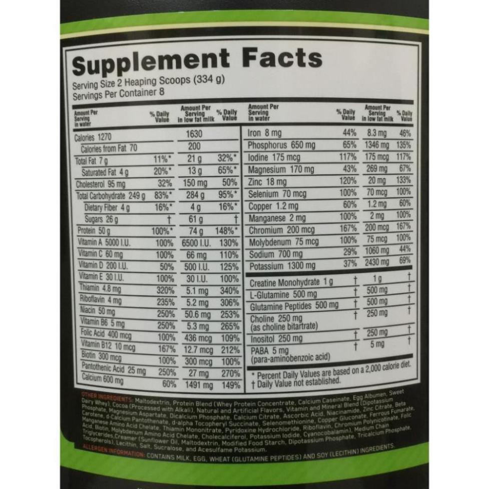 Sữa Dinh Dưỡng Tăng Cân Nhanh Cho Người Gầy ON Serious Mass 6lbs