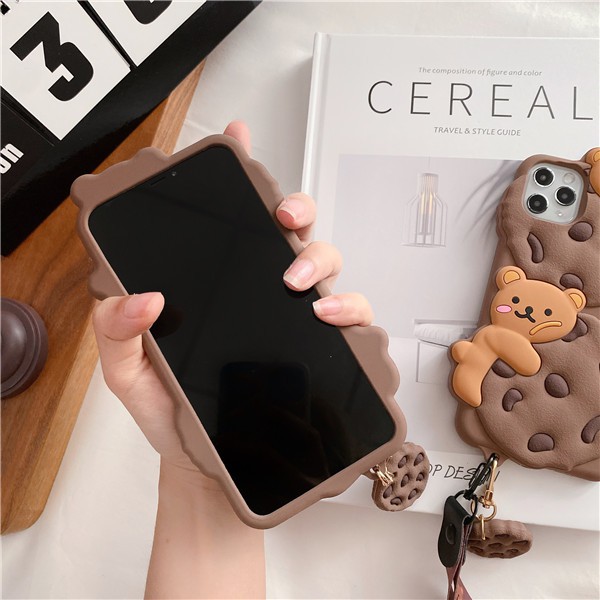 iPhone 11 Pro Max / iPhone12 / iPhone X / iPhone 7 Plus / iPhone 8 / iPhone 6 Cookie Bear Lanyard Vỏ điện thoại di động Silicone mềm