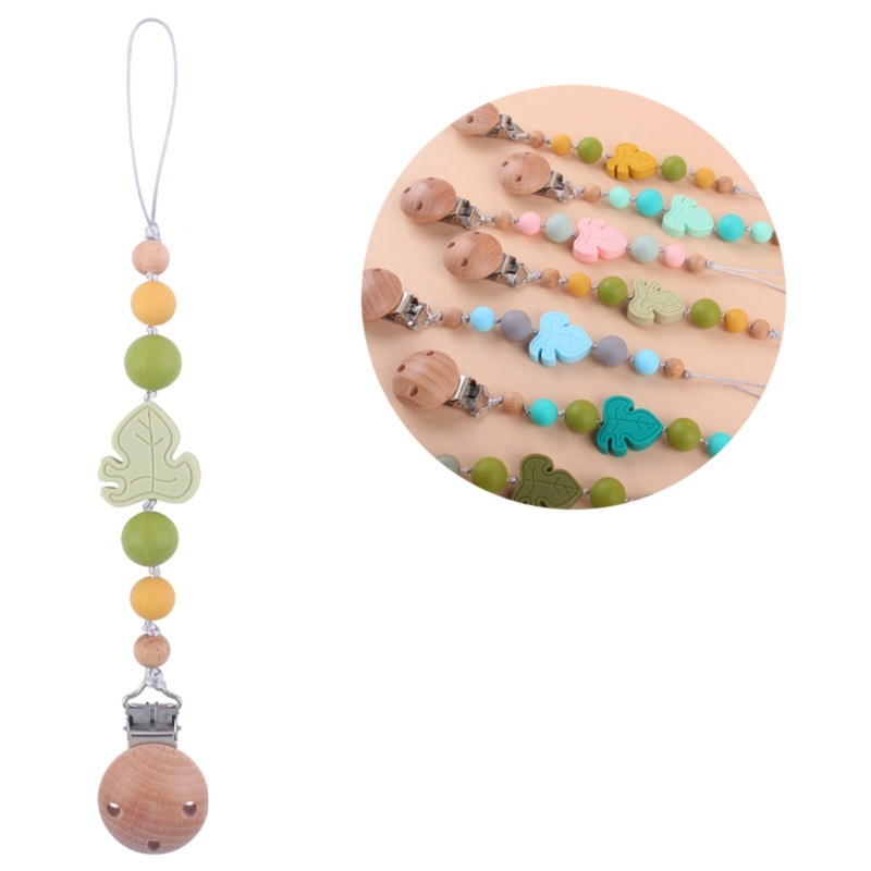 Giá Đỡ Núm Ti Giả Dạng Chuỗi Hạt Hình Chiếc Lá Bằng Sồi Dành Cho Bé Sơ Sinh