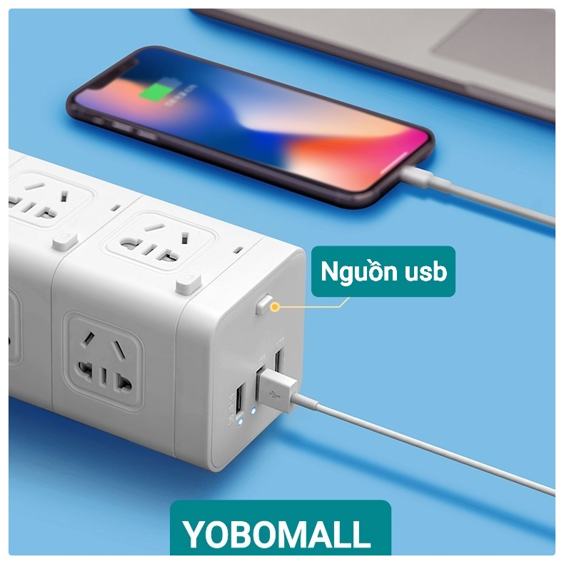 Ổ Cắm Điện Cao cấp USB Thông Minh, Đa Năng Tiêu Chuẩn Anh - Yobomall