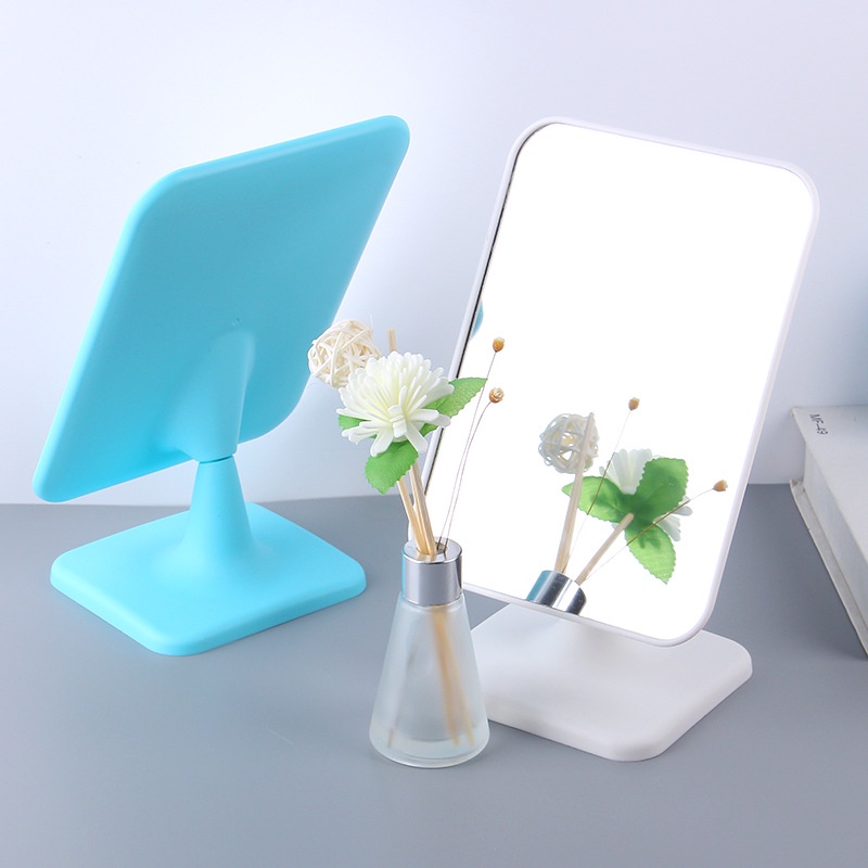 &lt;Tặng Sticker&gt;Gương Để Bàn Trang Điểm Khung Nhựa Chữ Nhật Dày Dặn 21.5*15cm  U149
