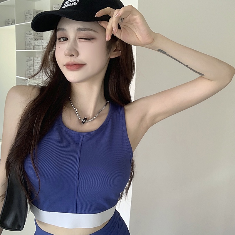 Set Áo Camisole + Chân Váy Lưng Cao Dáng Ôm Chất Liệu Co Giãn Trẻ Trung Năng Động