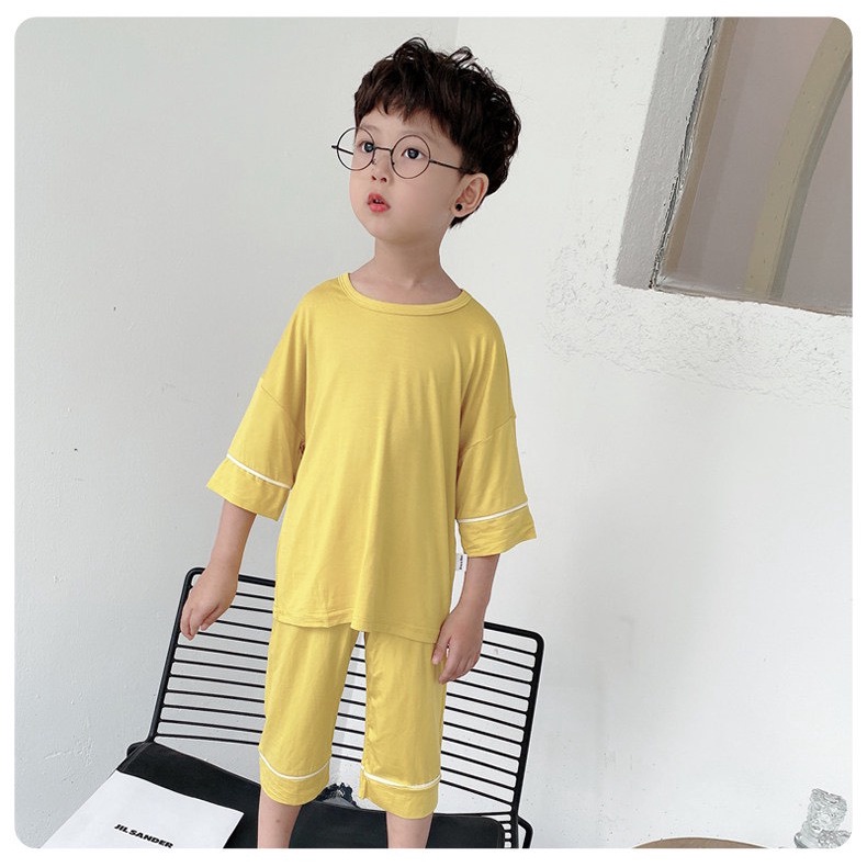 Bộ Quần Áo Trẻ Em Minky Mom Lửng Bo Viền Tay Chân Nhiều Màu Cho Bé Chất Thun Lạnh Siêu Mềm Mịn Mát