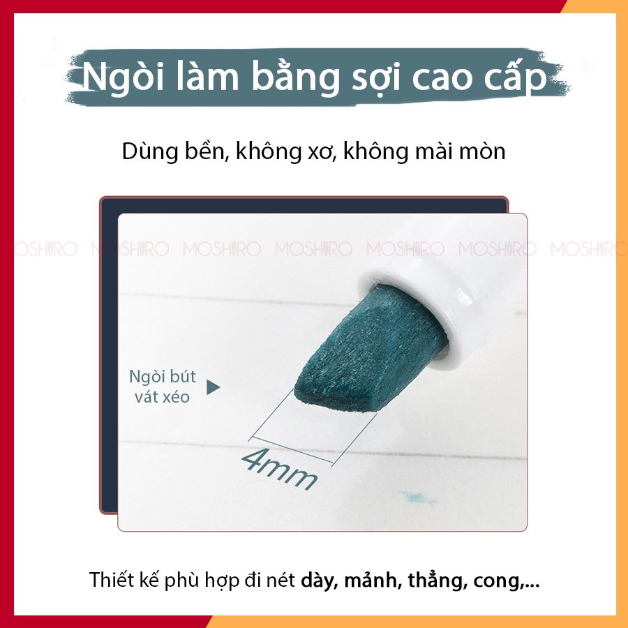 Set 6 Bút Highlight dạ quang Moshiro nhớ dòng hỗ trợ ghi chú, đánh dấu tiện dụng nhiều màu