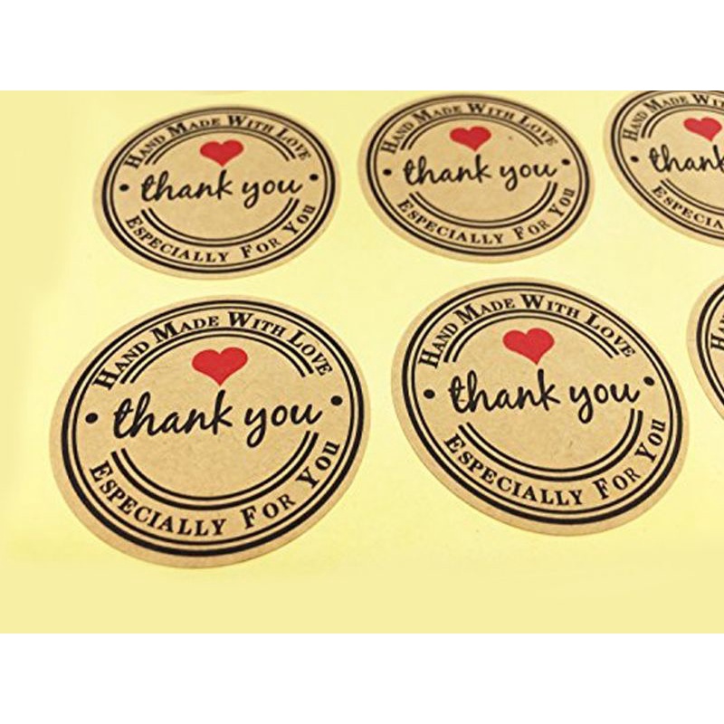 Set 10 sticker '' Thank you '' giấy kraft cắt sẵn