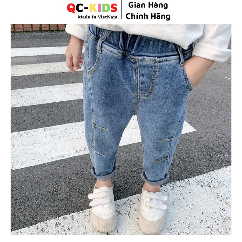 Quần jean bé gái 1 tuổi đến 5 tuổi QC-KIDS, Quần bò bé gái bé trai mí viền 10-25kg