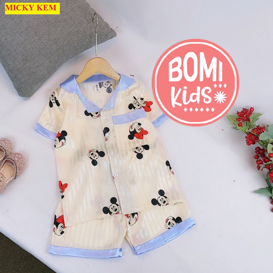 [ 20Kg - 30KG ] Đồ Bộ Bé Gái Mặc Nhà Pijama Lụa Cao Cấp Tay Ngắn