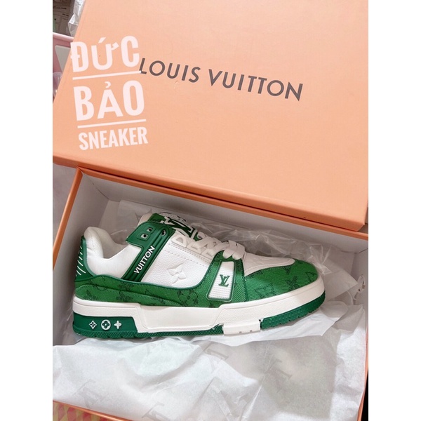 Giày louis vuitton siêu cấp xanh lá cổ thấp . Giày LV nam nữ kèm hộp