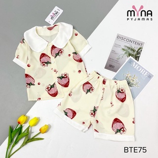 Bộ pyjama đùi bé gái cổ sen, chất lụa mango mềm mát - Myna Pyjamas