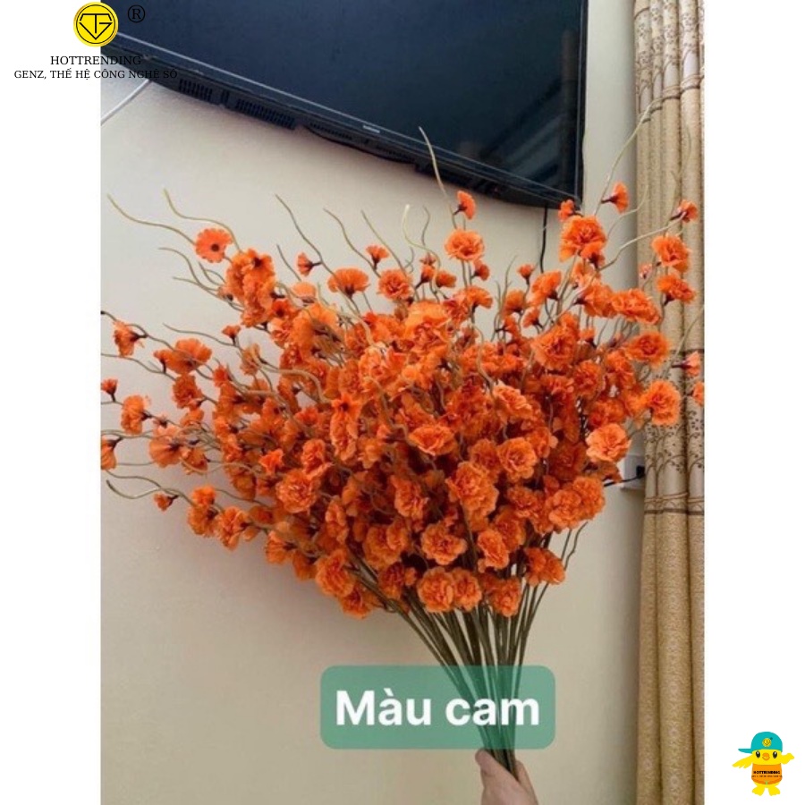 Cành Hoa Đào Râu Cao Cấp Bông To Cánh Đẹp, Hoa Cắm Cổng Cưới, Cắm Bình Trang Trí nhà cửa, sự kiện.Hoa giả Decor