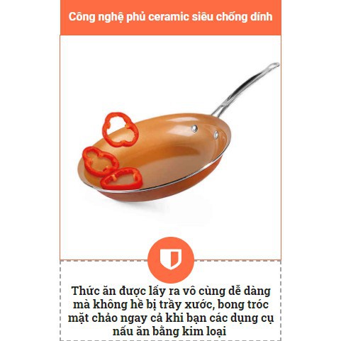 Red Copper Pan - Chảo Đồng Đỏ Siêu Chống Dính - Đường kính/24cm/28cm