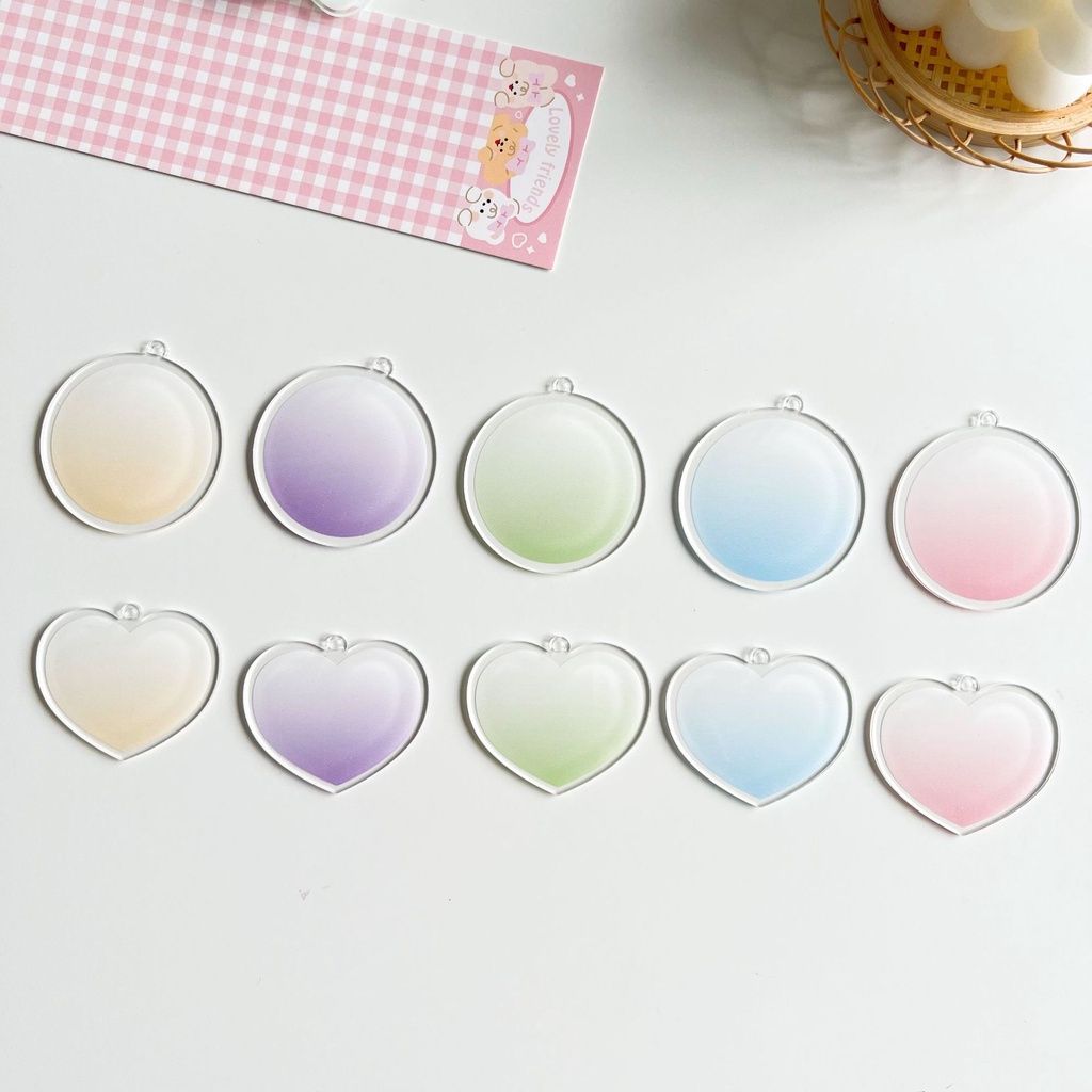 Peach Heart round white background gradient Acrylic pendant Star peripheral DIY key chain