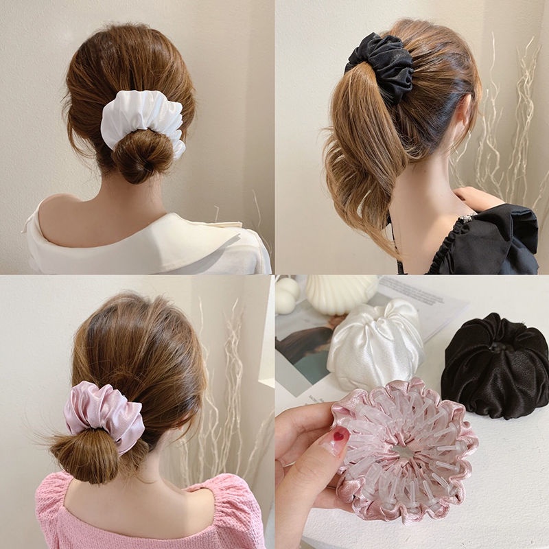 Dây buộc tóc satin bản lớn phong cách Hàn Quốc mùa hè