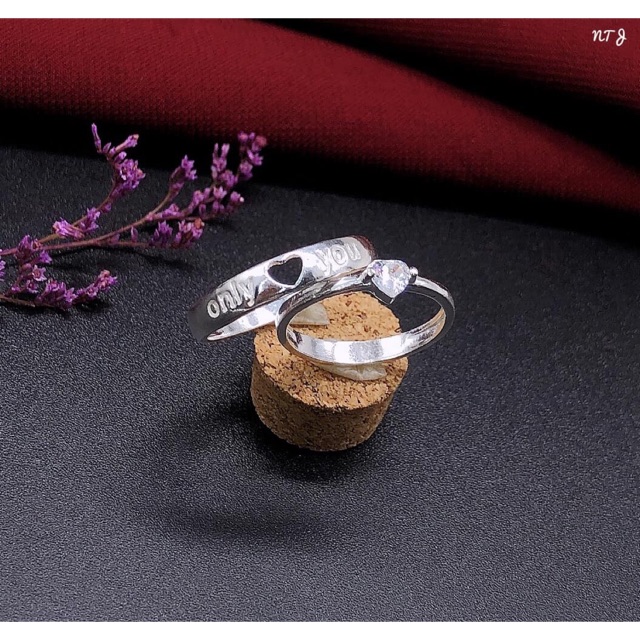 CẶP NHẪN ĐÔI NAM NỮ GẮN ĐÁ - NHẪN ĐÔI BẠC TA