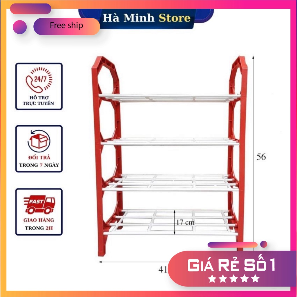 [Freeship] Kệ giày 4 tầng kệ để giày dép lắp ghép thông minh bằng nhựa kệ giầy nhựa chắc chắn