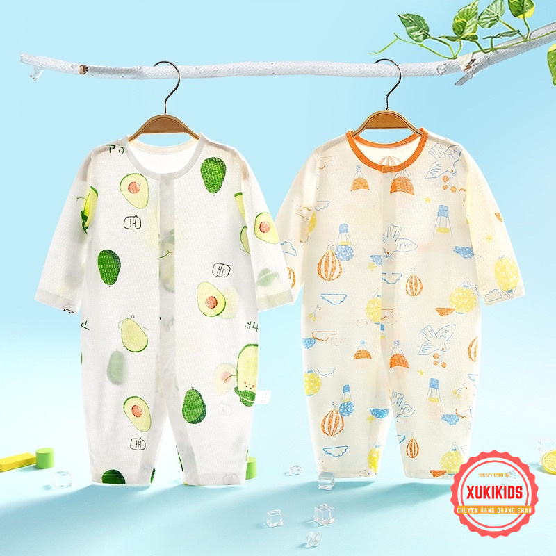 Bodysuit thông hơi dài tay Hàng Quảng Châu body liền thân mặc hè phòng điều hòa mát mẻ cho bé trai bé gái