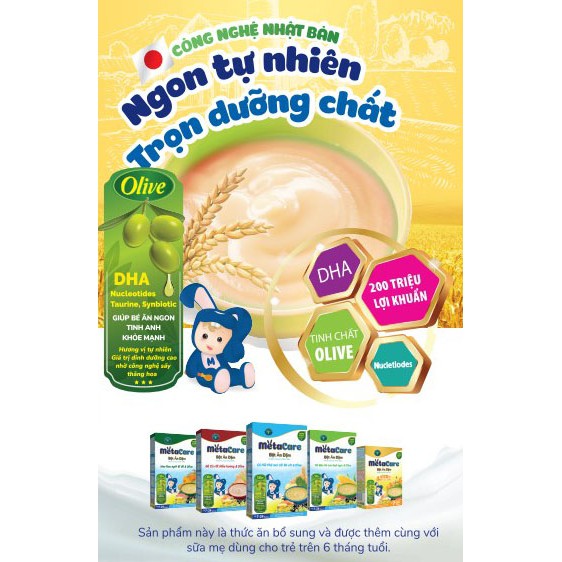 Bột ăn dặm Metacare Heo rau ngót bí đỏ &amp; olive cho bé từ 6-24 tháng tuổi (200g)