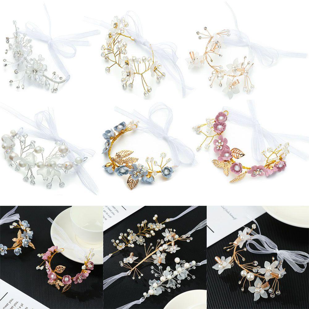 Vòng Hoa Đeo Cổ Tay Cho Cô Dâu Trong Tiệc CướiVòng Tay Hoa Phối Dây Buộc Phụ Kiện Cho Cô Dâu