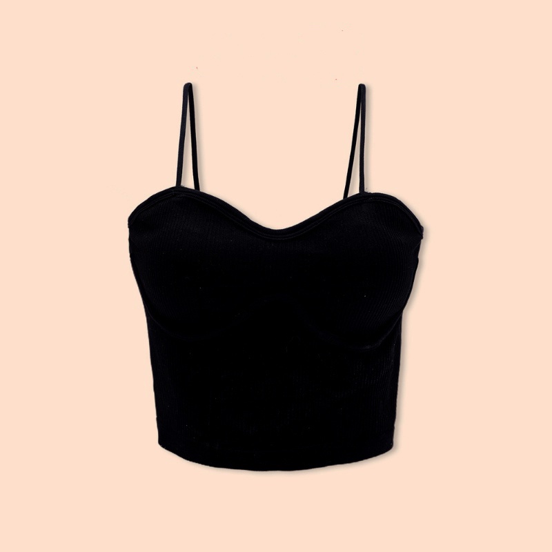 Áo 2 Dây UNDERCOOL Nữ Đệm Ngực Gân Tăm Croptop Viền Ngực