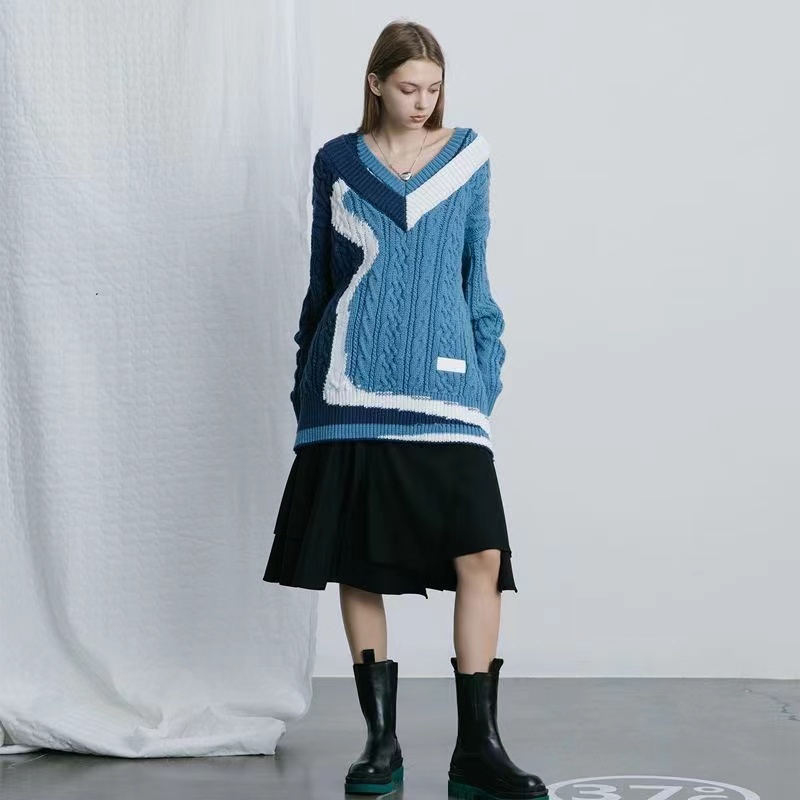 Áo sweater Dệt Kim Dáng Rộng Kiểu Hồng Kông Thời Trang Thu Đông Cho Nam