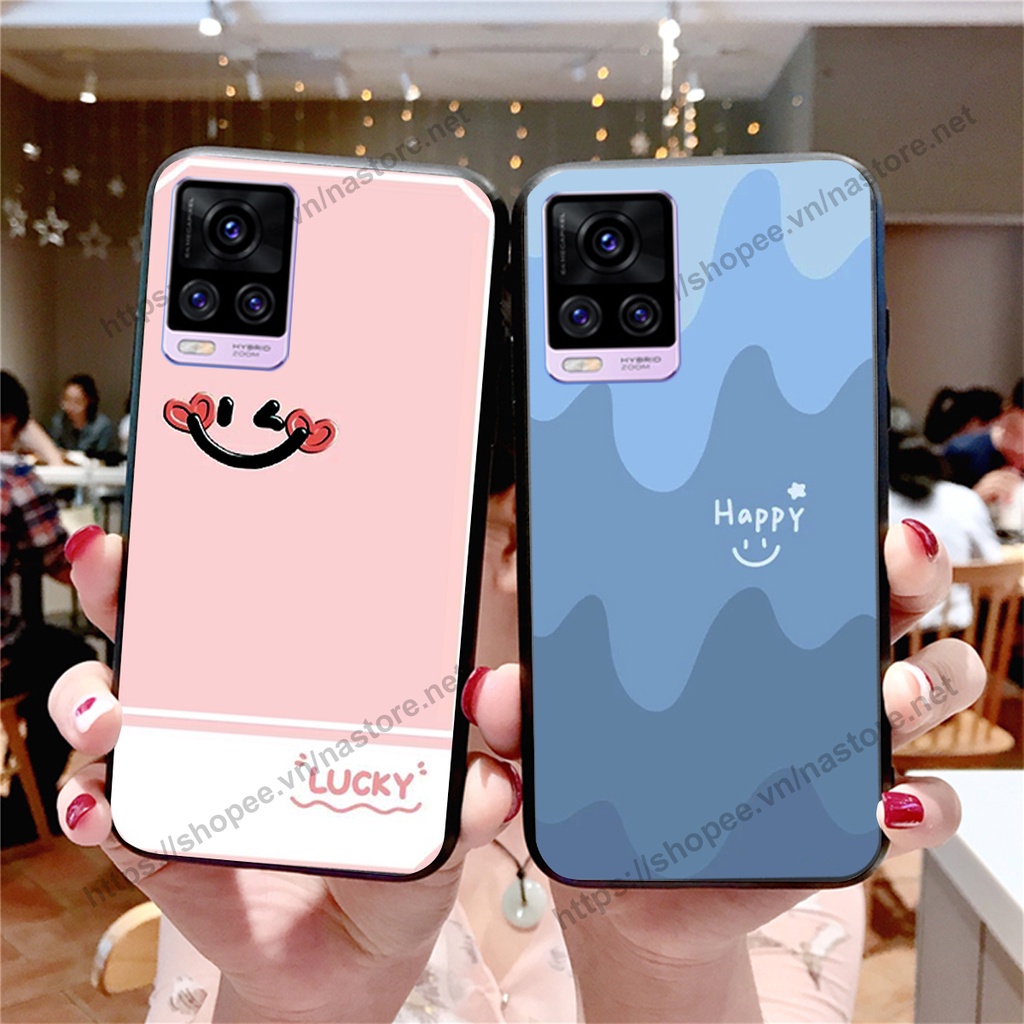 Ốp lưng Vivo V20 mặt cười, họa tiết caro đơn giản đẹp cute