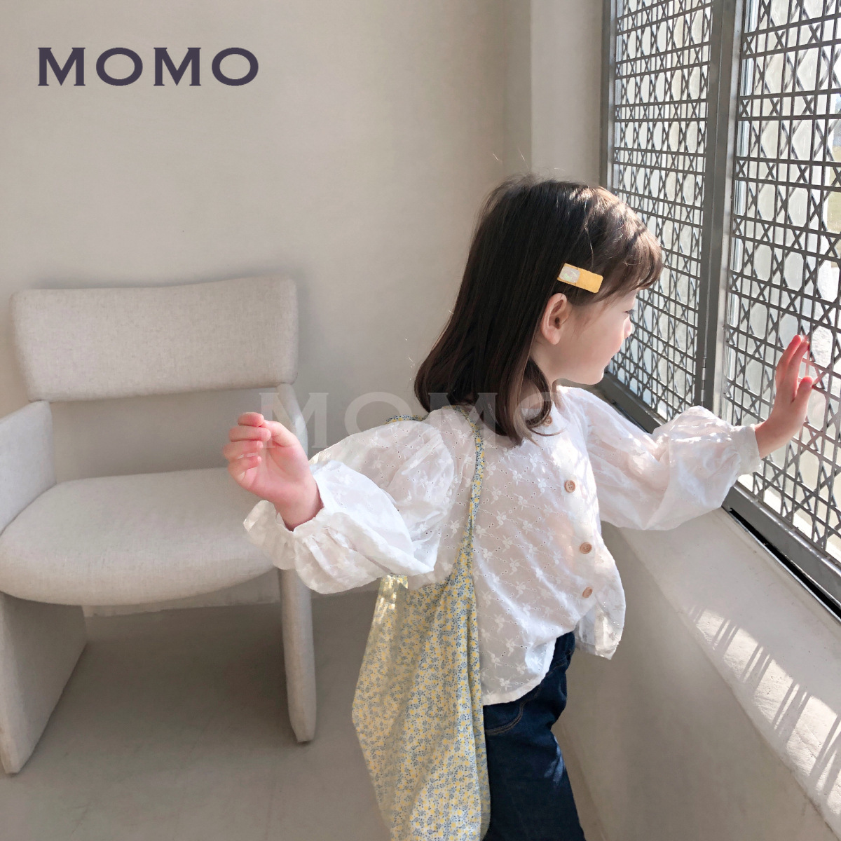 Áo Sơ Mi Cổ Tròn Tay Phồng In Hoa Xinh Xắn Cho Bé Gái 2-9 Tuổi