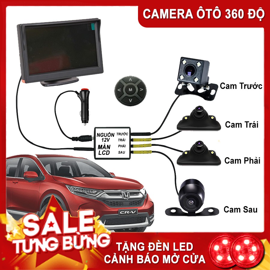 [CHÍNH HÃNG]Camera 360 Độ ô tô 4 Camera Soi + Màn Full HD Siêu Nét quan sát 4 hướng, không phải khoan gương, BH 12 tháng