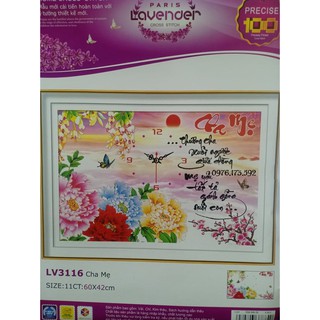 Tranh thêu chữ thập cha mẹ i 60x42cm i lv3116