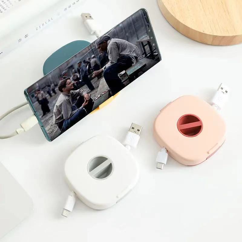 Hộp Cuộn Dây Cáp Dữ Liệu Di Động Đa Năng Có Thể Xoay Vòng Chống Rối Cho Điện Thoại Di Động