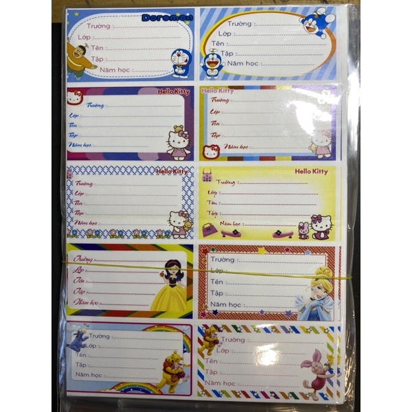 1 xấp 50 nhãn 10 ô dán tập vở, dán sách, decal đề can có keo sẵn.