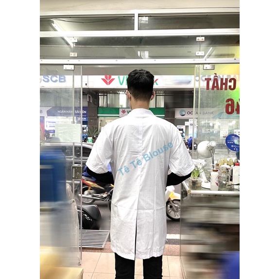 Áo Blouse Dài Ngang Gối, Cộc Tay Nam Nữ, Áo Choàng Bác Sĩ, Phòng Thí Nghiệm, Thẩm Mỹ Viện, Vải Kaki dày và Thô (Giá Sỉ)
