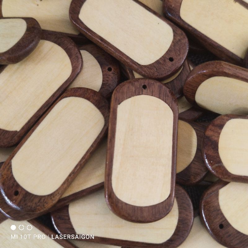 Phôi móc khoá gỗ 2 lớp hình đa dạng