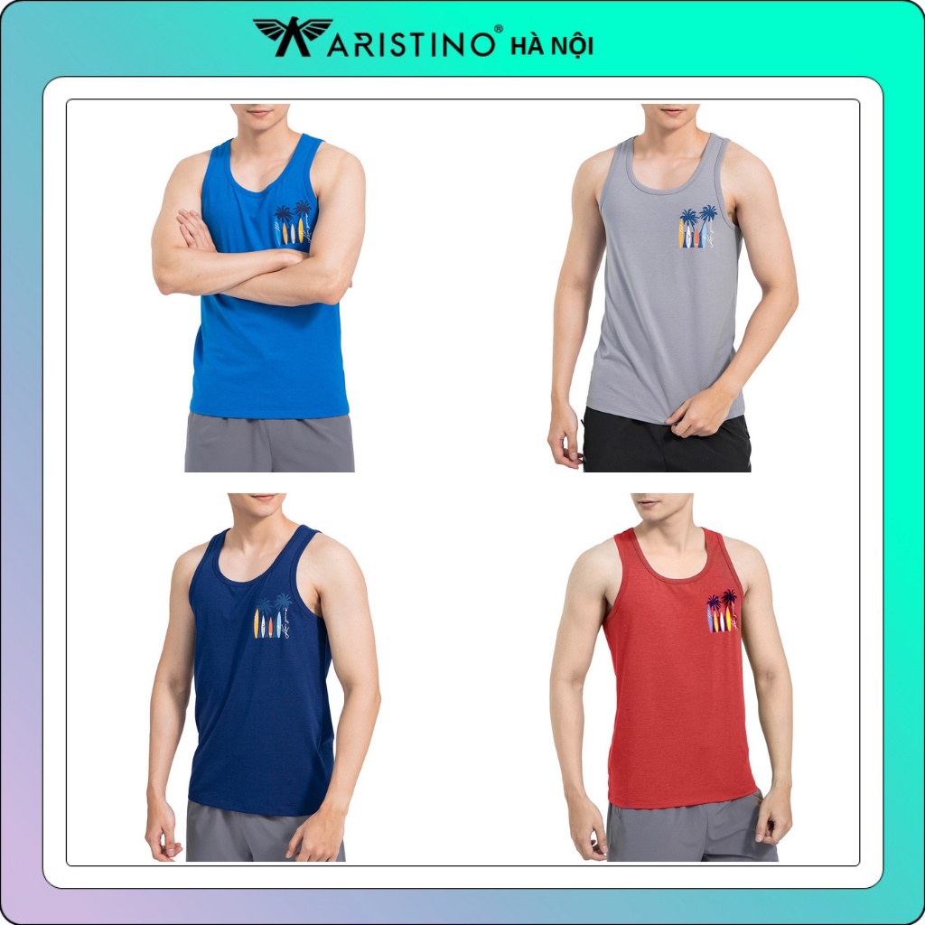 Áo ba lỗ nam,tanktop  Kwin 4 màu phối họa tiết biển trẻ trung, thấm hút KTT007S1