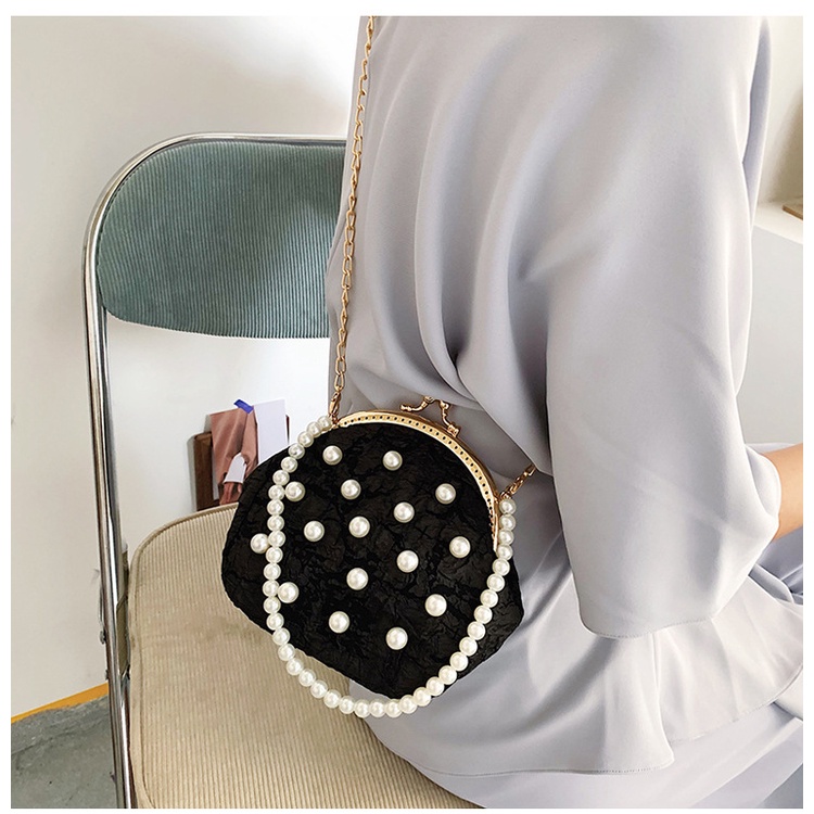 Túi xách IELGY đan đính hoa nhỏ dây ngọc trai nhân tạo cỡ lớn