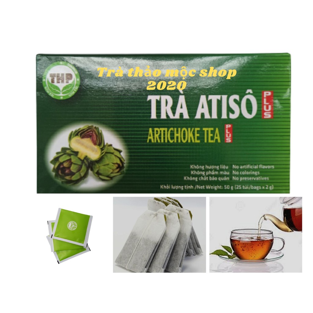 Trà Atiso Túi Lọc THP Thanh Nhiệt Hộp 25 gói trà (2g/gói)