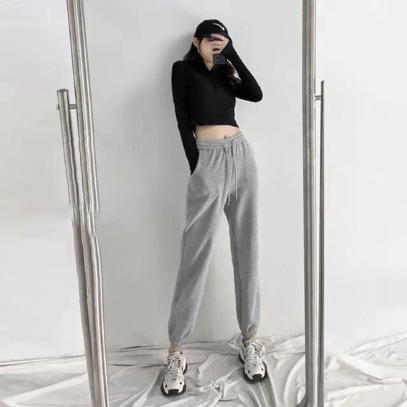 Quần Jogger Nữ Trơn Ống Rộng Bo Gấu Chất Da Cá- Quần Dài Nữ Vải Mát Mặc Hè Thu HiMie