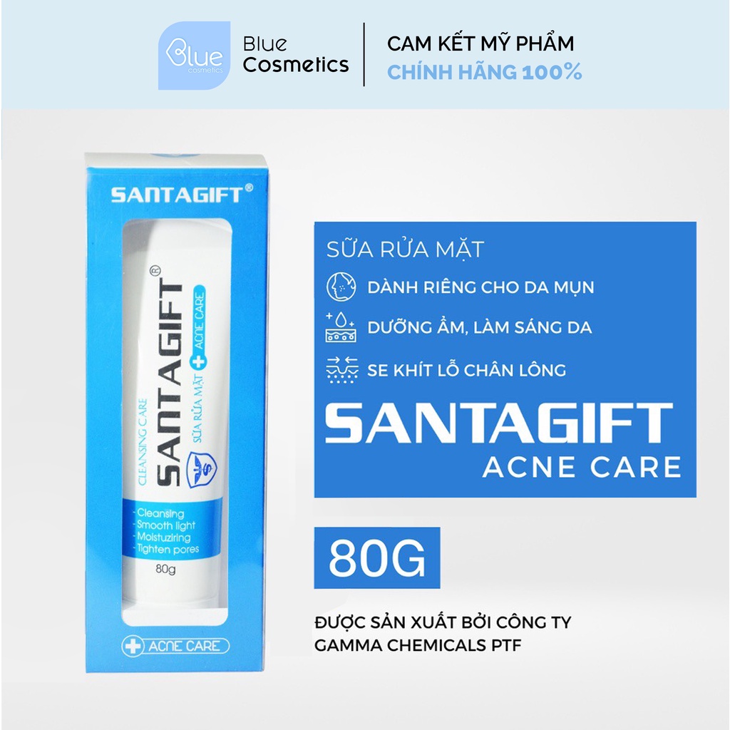 Sữa rửa mặt SANTAGIFT - Dưỡng ẩm, làm sáng da - 80g
