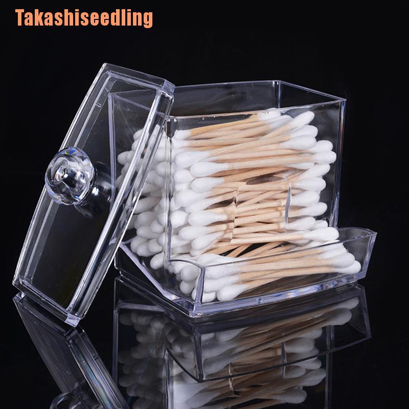 Hộp Nhựa Acrylic Trong Suốt Đựng Tăm Bông Trang Điểm Tiện Dụng