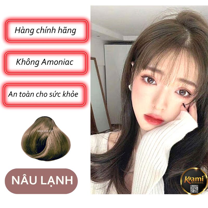 Thuốc nhuộm tóc NÂU LẠNH tại nhà tặng trợ dưỡng và ủ phục hồi sau nhuộm - KAMI 5J