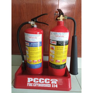 Combo 2 bình chữa cháy Co2 3kg, ABC 4kg kèm kệ nhựa- Tặng Bộ nội quy tiêu lệnh