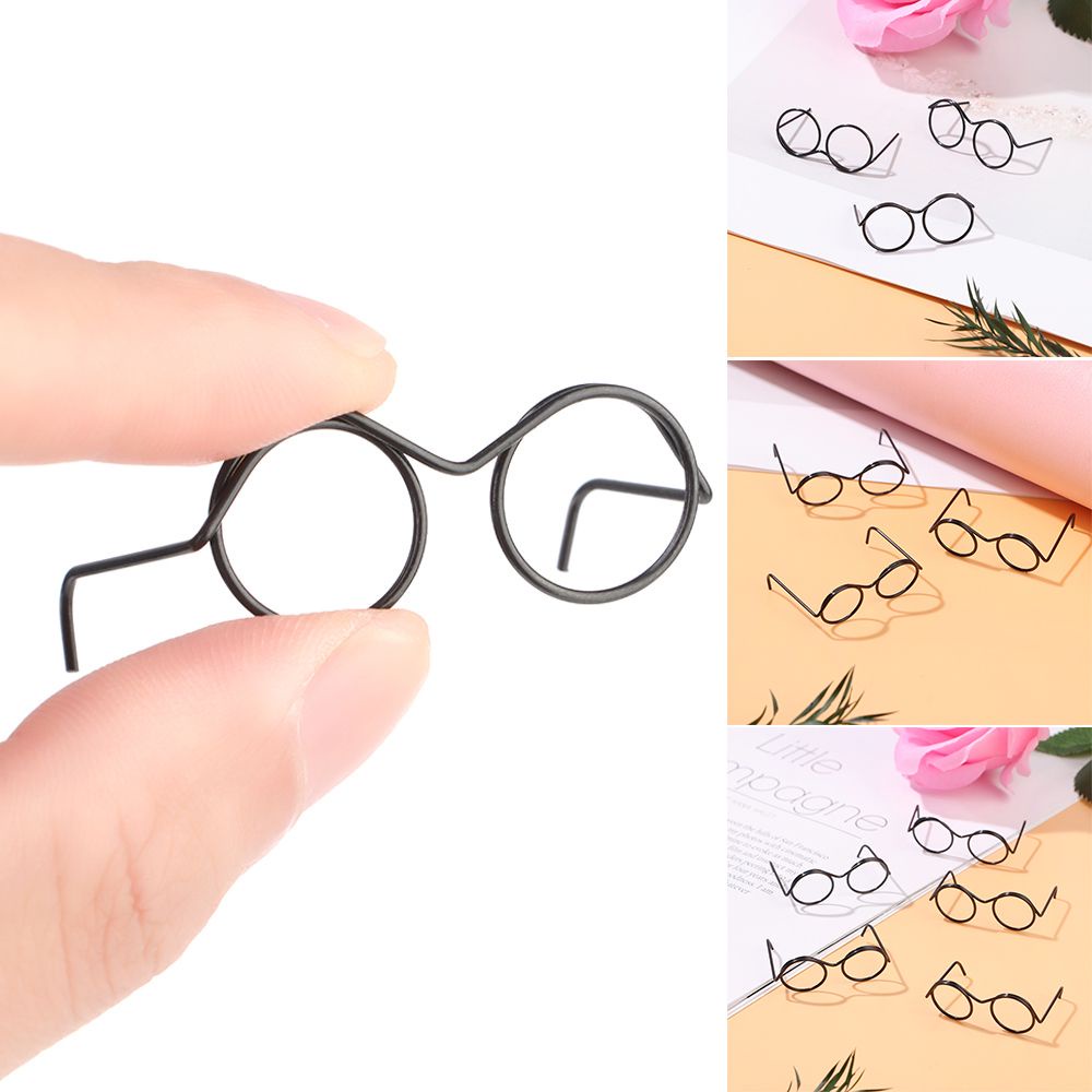 Set 5 mắt kính không tròng màu đen phong cách cổ điển cho búp bê