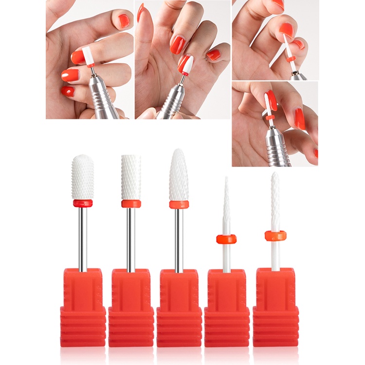 Bộ 5 Đầu Mài Sứ 2.35mm Cho Máy Mài Móng Tay