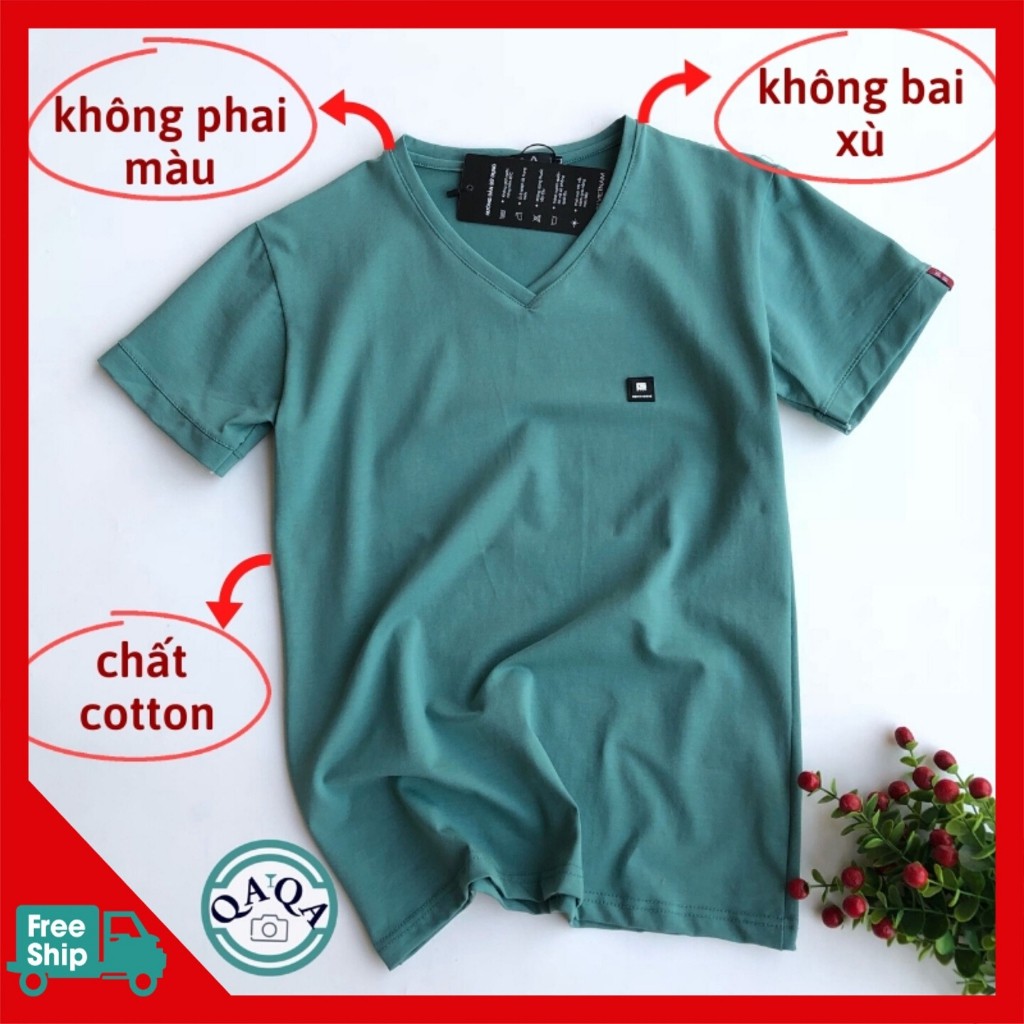 Áo thun nam tay ngắn VM11 chất cotton trơn cổ tim