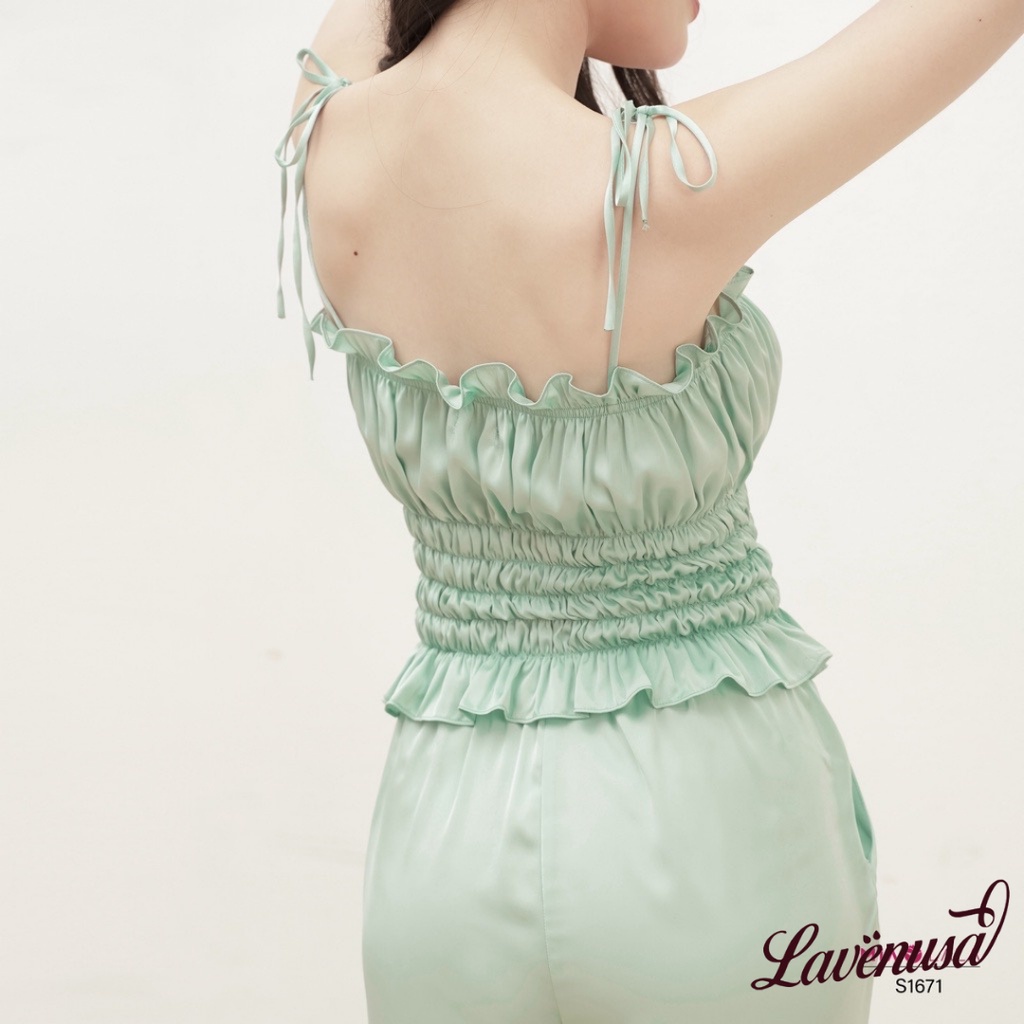 Bộ mặc nhà nữ mùa hè lụa cao cấp mềm mại nữ tính Mialala LAVENUSA QA05